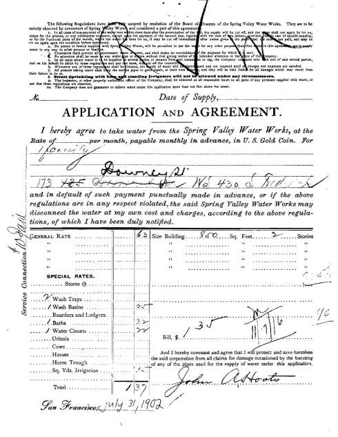 1902 Water Service Form